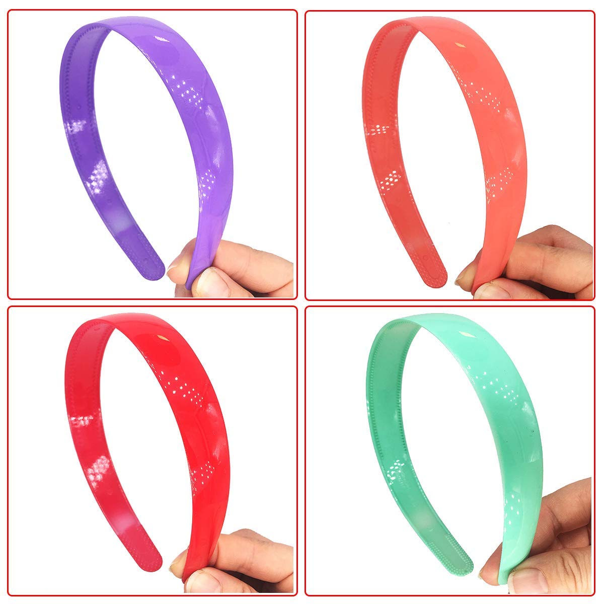 ASG 1 Inch Plastic Hard Wide Headband with Teeth for Women & Girls - 10 Pack - Perfect for Sports, Workouts, Yoga, and Everyday Styling