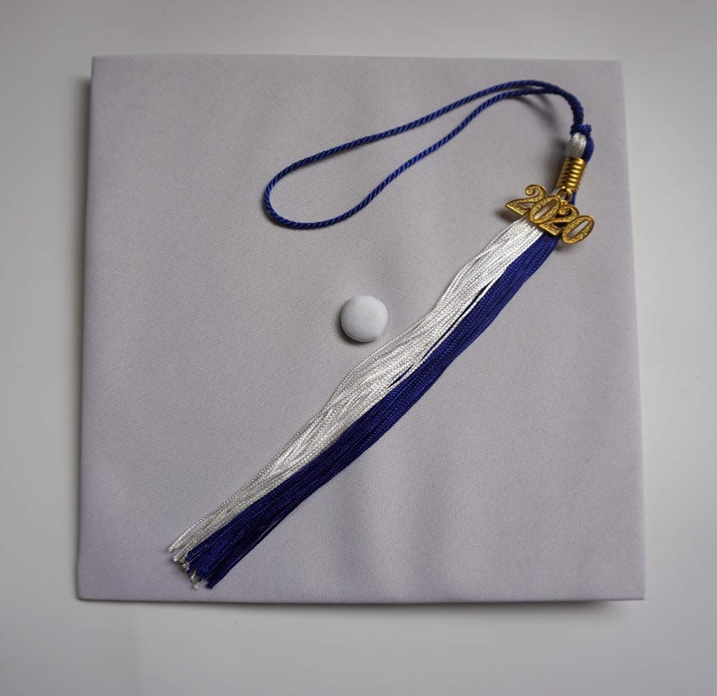 2019 Graduation Tassel with Year Charm - Royal Blue & White Tassel for High School & College Graduation Ceremony, Cap Decoration & Photo Props