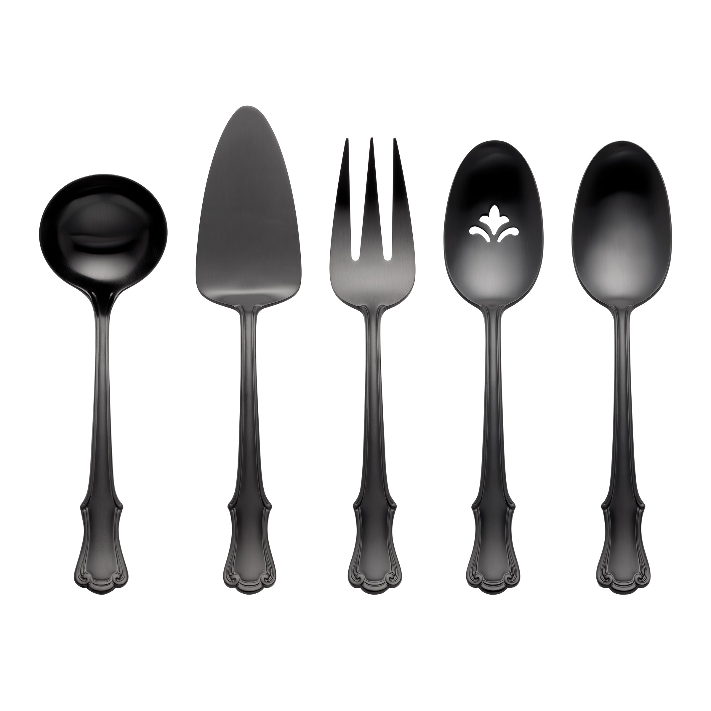 James Street Black Satin 5-Piece Hostess Set - Elegant Serving Tray with Coasters & Napkins - Perfect for Dinner Parties, Bridal Showers & Entertaining Guests