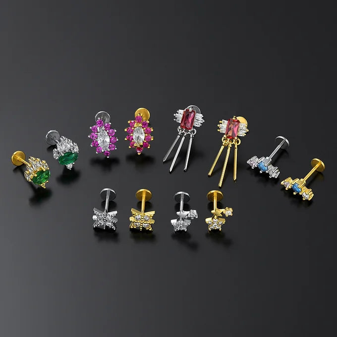 20G Color CZ Flat Back Stud Push Pin Earrings for Women | Hypoallergenic Fashion Jewelry | Perfect for Parties, Weddings & Daily Wear | CD060