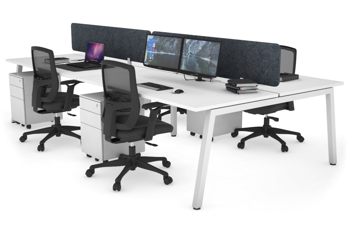 Quadro 4-Person Office Workstation Desk - 1200L x 800W with Cable Management Scallop - Perfect for Collaborative Workspaces, Team Meetings & Open Office Environments