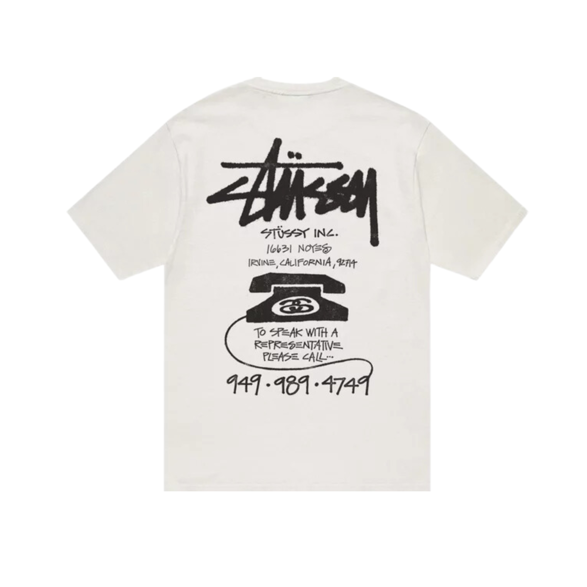 Stüssy Vintage Phone Graphic T-Shirt for Men - Soft Cotton Casual Tee - Perfect for Streetwear & Retro Fashion Outfits