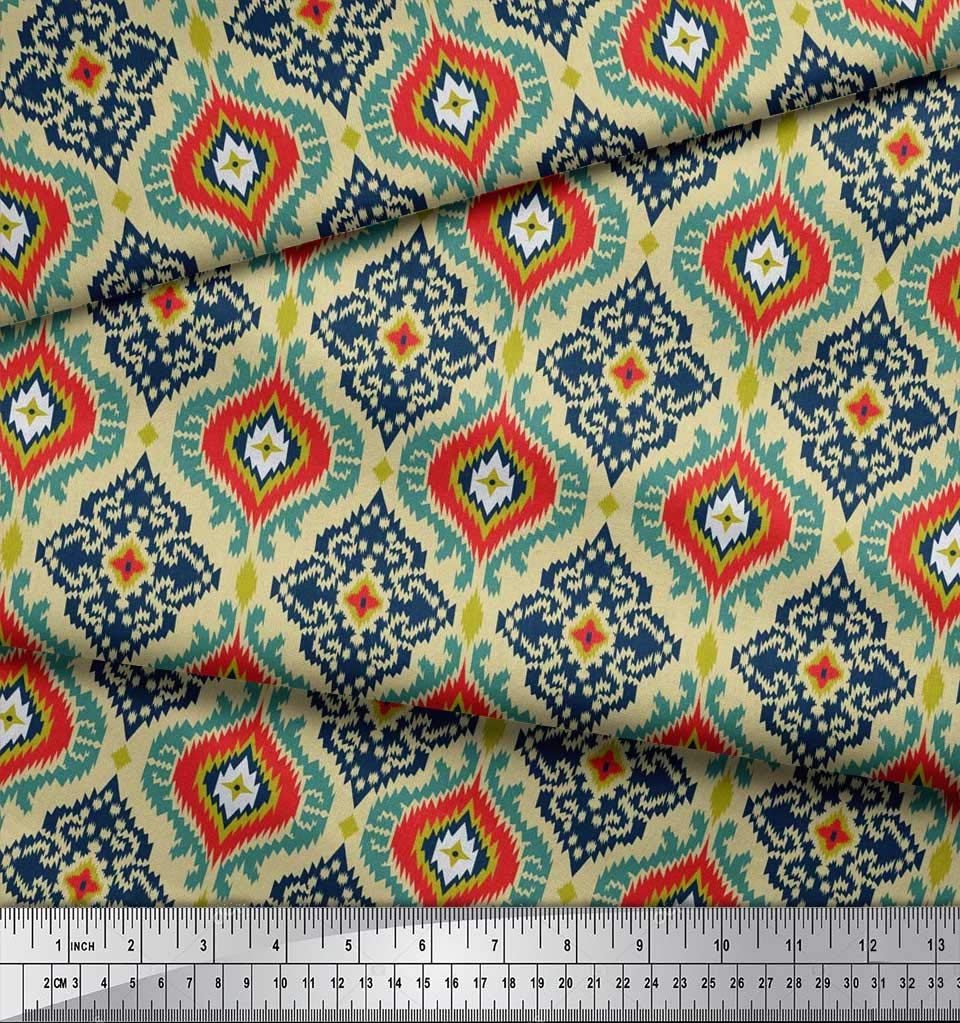 Soimoi Moss Georgette Brown Fabric by The Yard - 42 Inch Wide Ogee Damask Pattern Printed Fabric for Dresses, Curtains & Home Decor | Classic Timeless Fashion & Upholstery Material