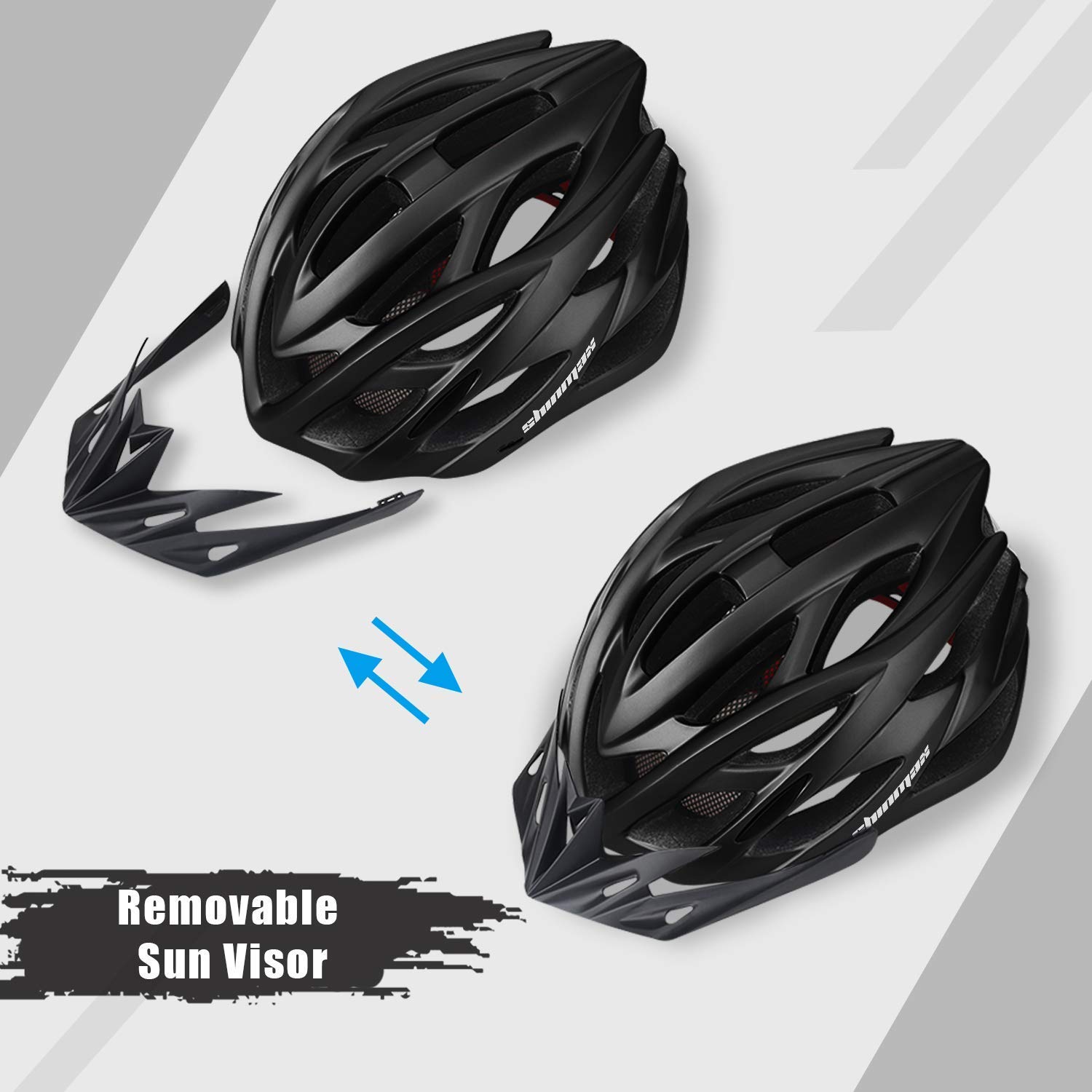 **Shinmax Adjustable Bike Helmet for Men & Women - Lightweight Mountain & Road Cycling Helmet with Rear Light & Detachable Visor - CPSC Certified for Adults & Youth - Perfect for Commuting, Trail Riding & Urban Cycling**