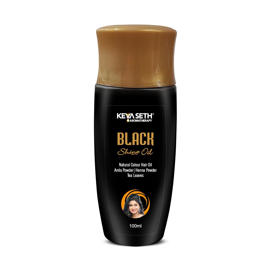 Keya Seth Aromatherapy Black Shine Oil - 100% Natural Hair Color Treatment for Gray Coverage & Shine (100ml) | Perfect for At-Home Hair Care & Salon-Quality Results