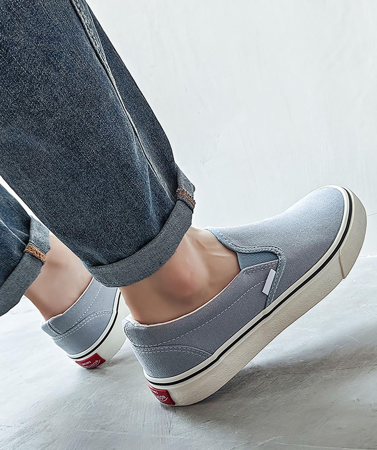 Women's Breathable Canvas Slip-On Sneakers with Cloud Foam Cushioning - Comfortable Mesh Casual Shoes for Walking, Running & Everyday Wear