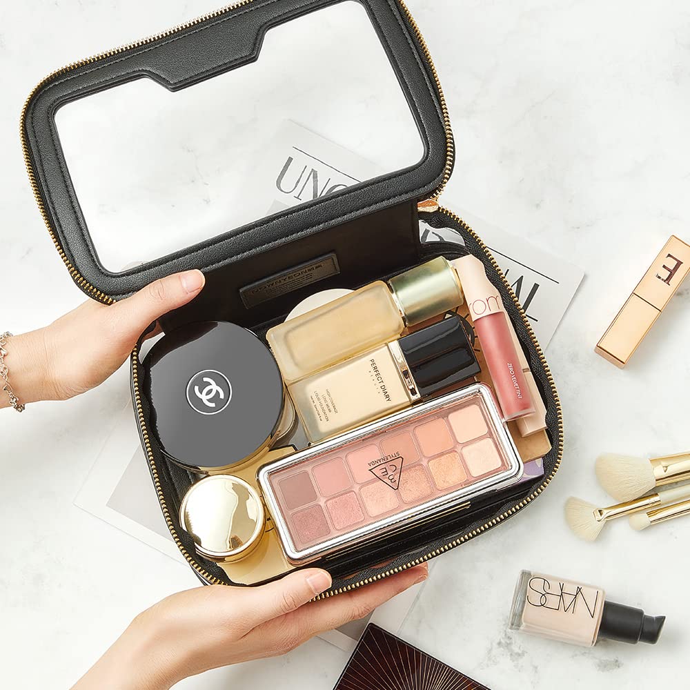 ROWNYEON Clear Makeup Case - Waterproof Travel Toiletry Bag & Cosmetic Organizer with Transparent Storage | Perfect for Travel, Gym, Home Organization & Daily Essentials