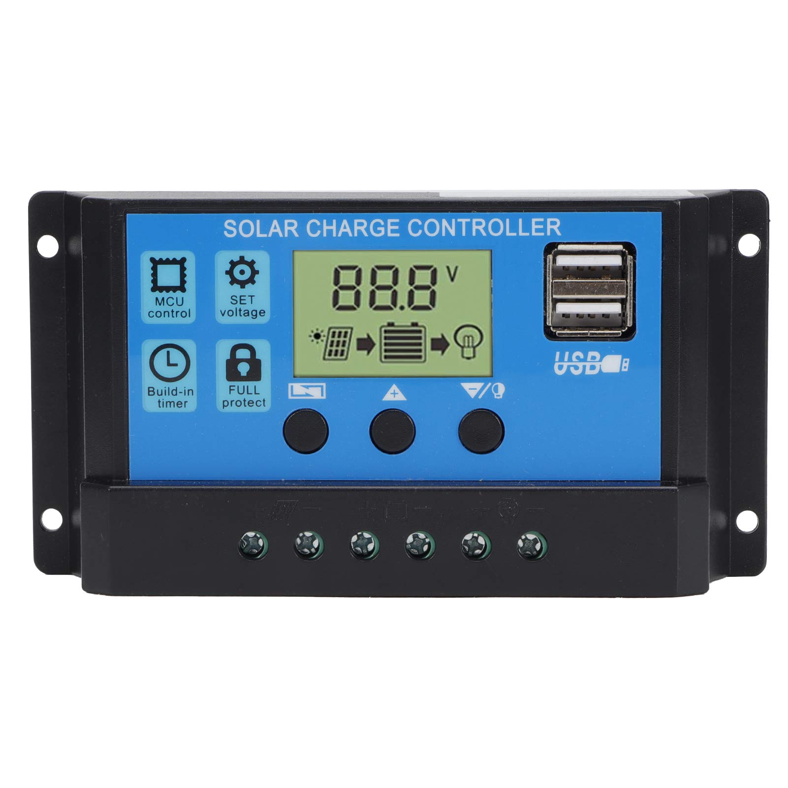 20A PWM Solar Charge Controller 12V/24V - Off Grid Solar Panel Regulator with Auto-Adaptive Technology for RV, Boat, Home & Cabin Photovoltaic Systems