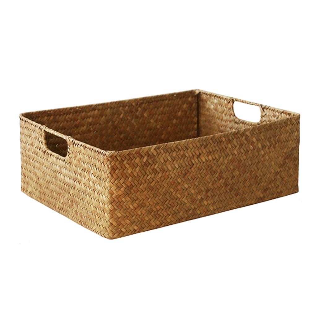 Woven Bamboo Laundry Basket - Small Yellow Storage Bin for Clothes, Bathroom & Living Room
