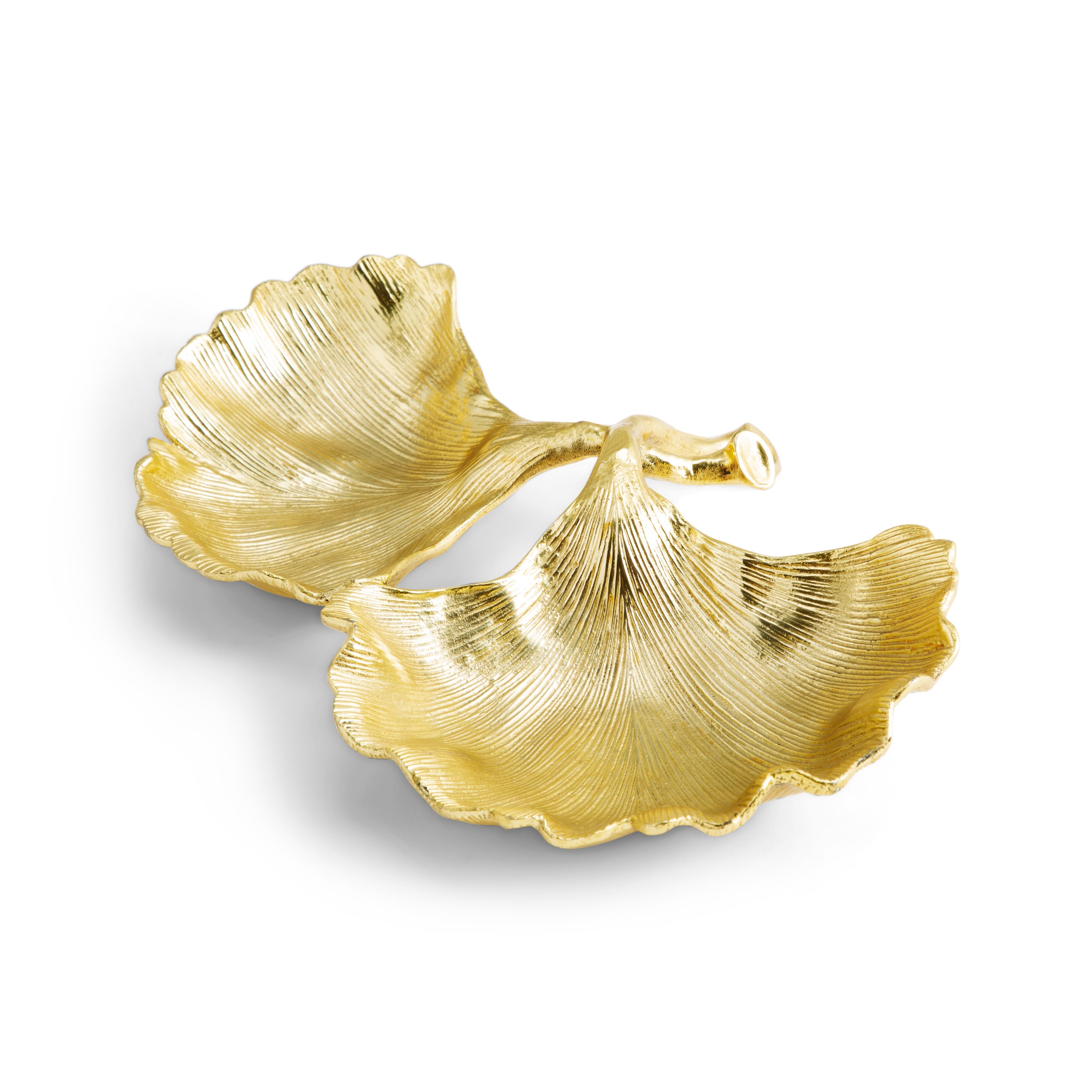 Premium Ginkgo Leaf Design Double Compartment Serving Dish - Elegant Appetizer Plate for Parties, Weddings & Home Decor