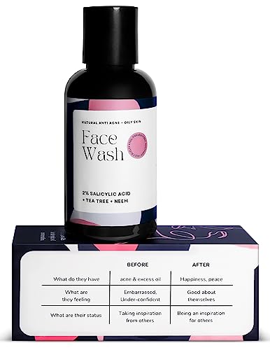 2% Salicylic Acid & Tea Tree Face Wash for Oily, Acne-Prone Skin | Neem Extract Anti-Acne Cleanser | Sulfate & Paraben Free | Gentle Daily Face Wash for Men & Women (100ml) | Perfect for Morning & Night Skincare Routine