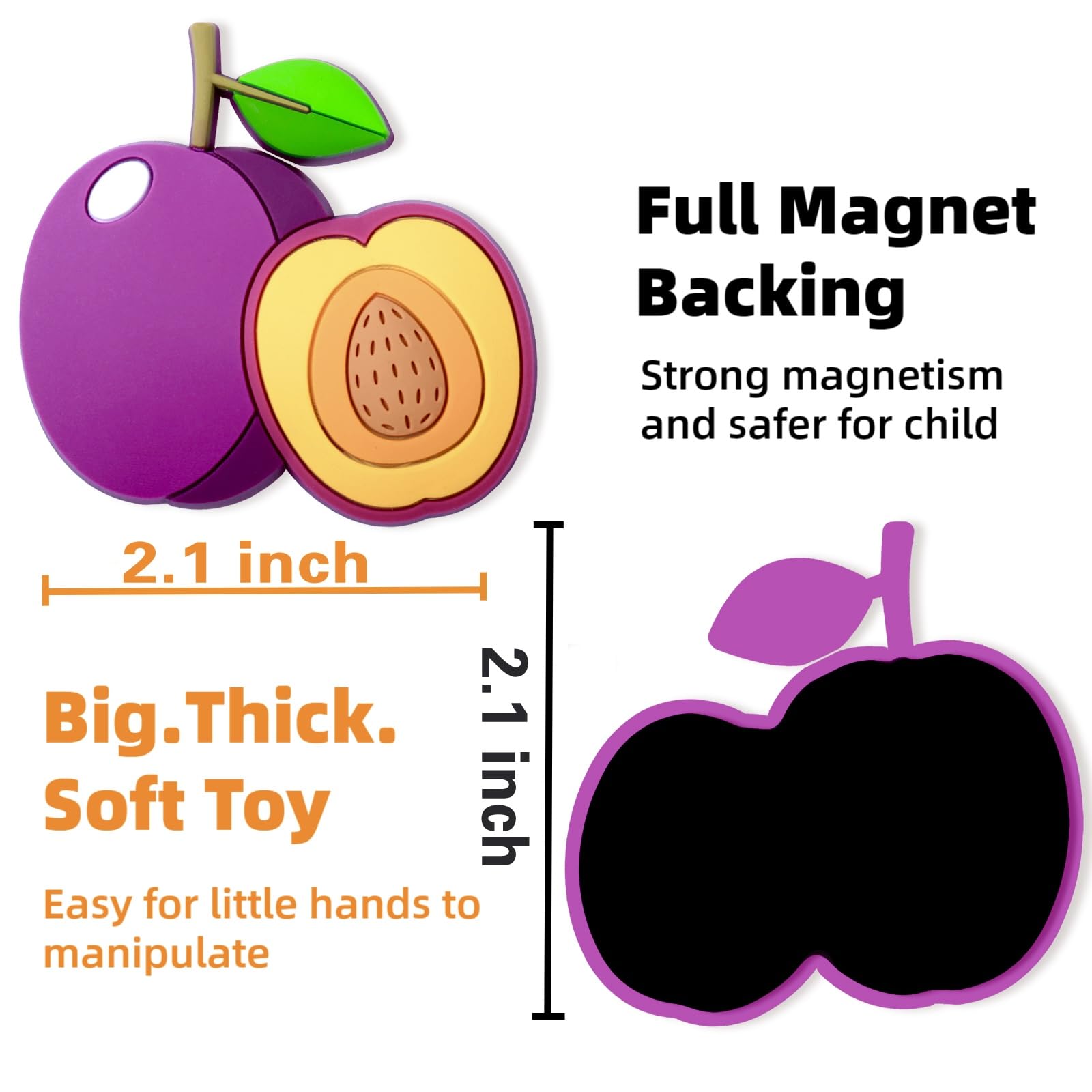 SUPINEEDO Strong Magnetic Rubber Fridge Magnets for Toddlers 1-3 Years - Cute Fruit Shaped Refrigerator Magnets for Kids, Baby Learning Toys & Children's Gifts - Perfect for Whiteboards, Fridges, Dishwashers & Ovens (Educational Play & Kitchen Fun)