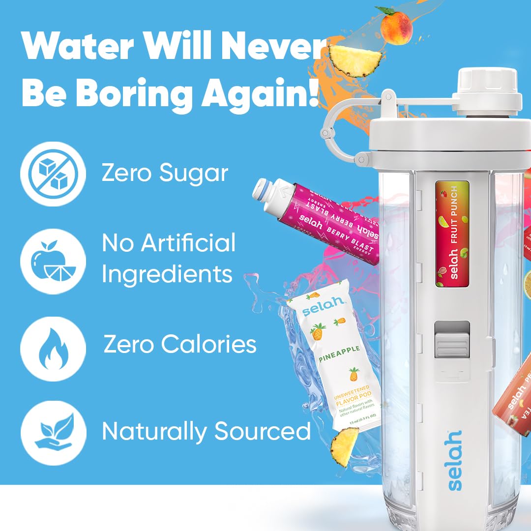 20oz Flavored Water Bottle with 6 Flavor Pods - Energy & Sports Drink Enhancer for Gym & Outdoor