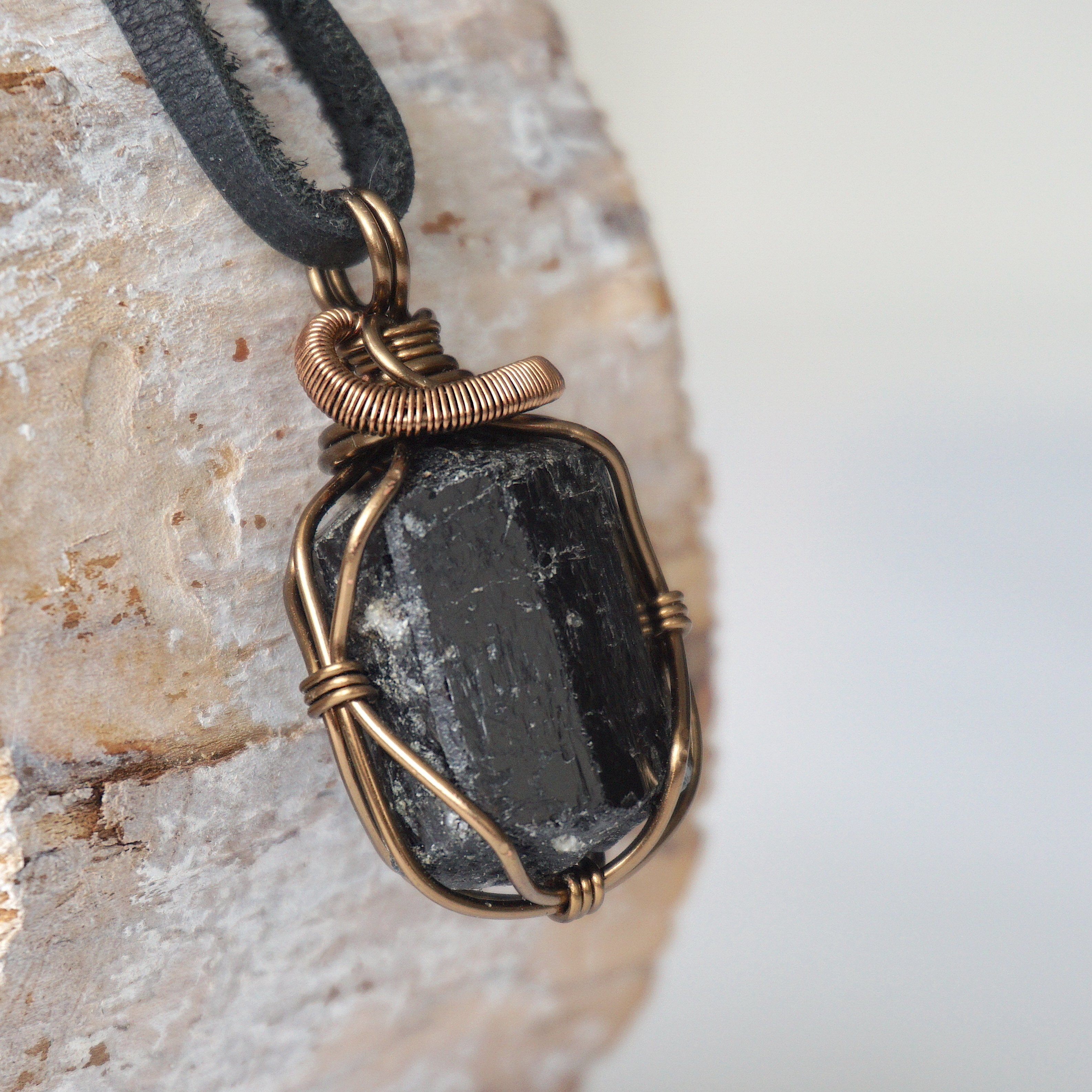 Raw Black Tourmaline Necklace with Antique Bronze Pendant - Natural Healing Crystal Jewelry for Protection, Grounding & Positive Energy | Perfect for Meditation, Yoga & Spiritual Gifts