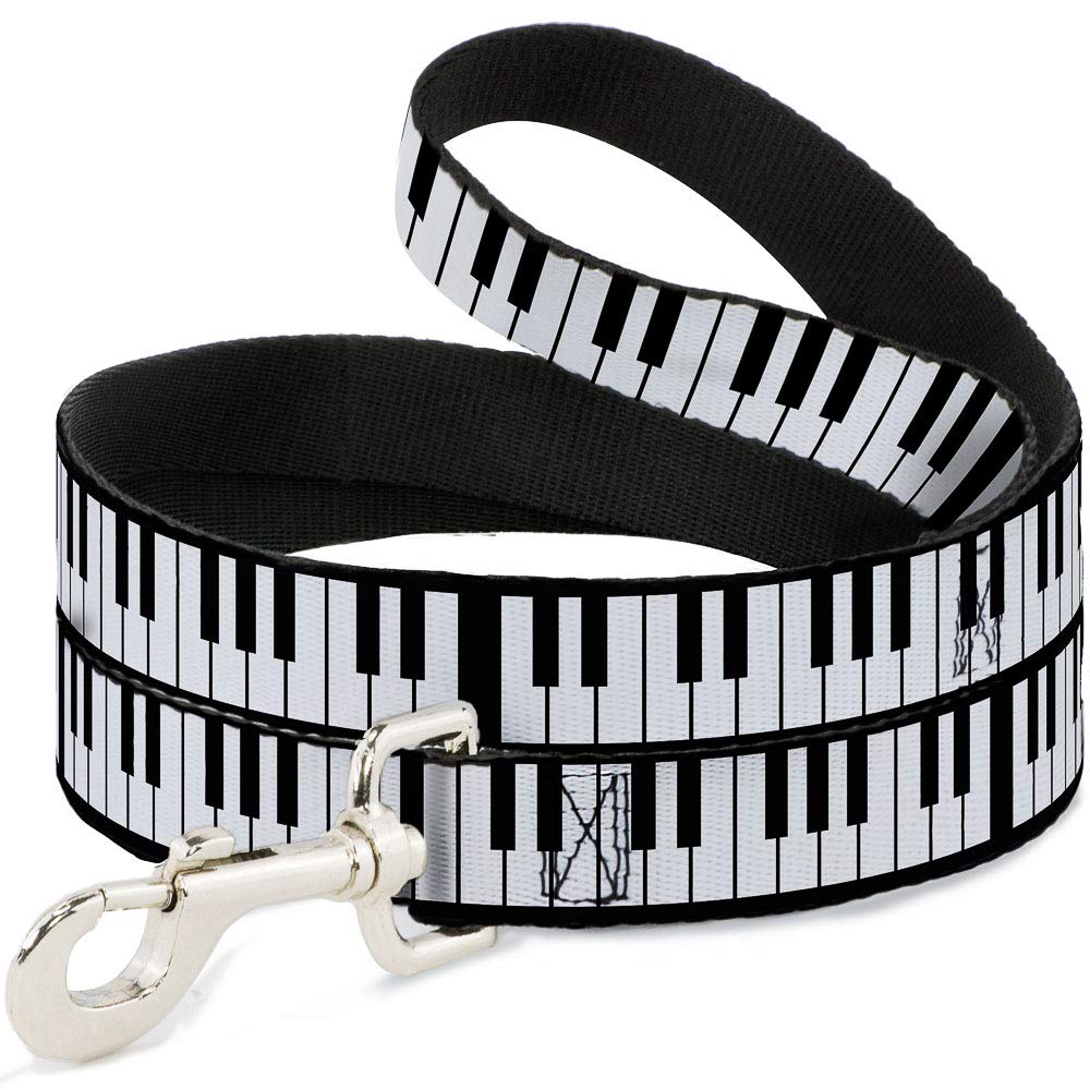 Buckle-Down Piano Keys Pet Leash - 6 Foot Retractable Dog Leash, 1 Inch Wide Nylon Lead for Small Medium Large Dogs - Perfect for Walking, Training & Outdoor Adventures
