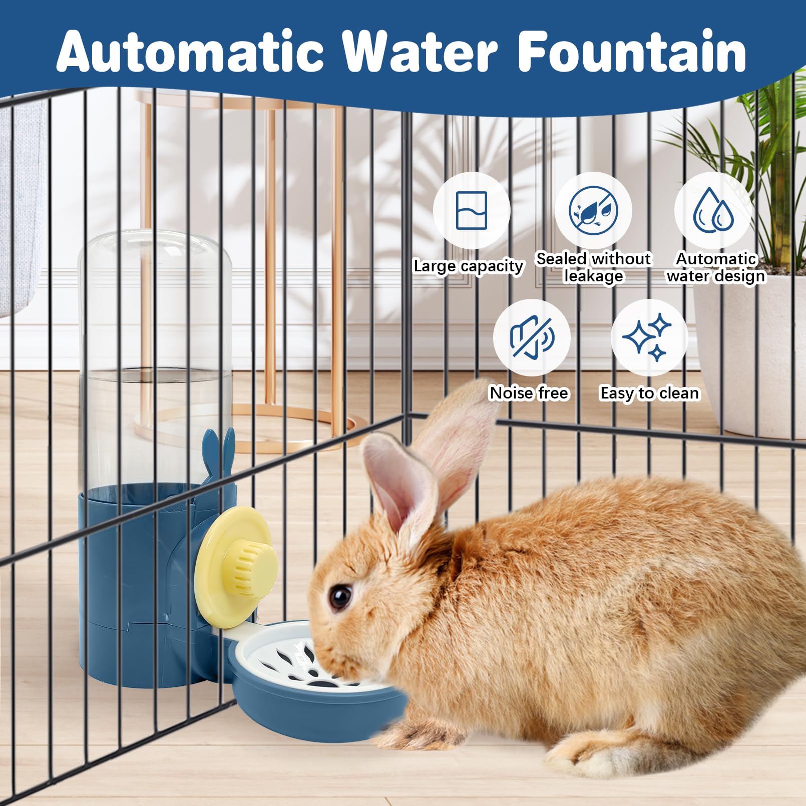 Kathson 17oz Hanging No Drip Rabbit Water Bottle - Leak Proof Gravity Automatic Small Animal Water Dispenser for Guinea Pig, Bunny, Chinchilla, Ferret, Hamster Cage (Dark Blue) - Perfect for Indoor/Outdoor Pet Cages & Travel Use