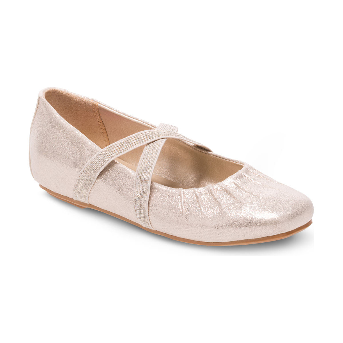 Hush Puppies Champagne Brenna Girls Ballet Flats - Comfortable Kids' Dress Shoes for School, Parties & Special Occasions