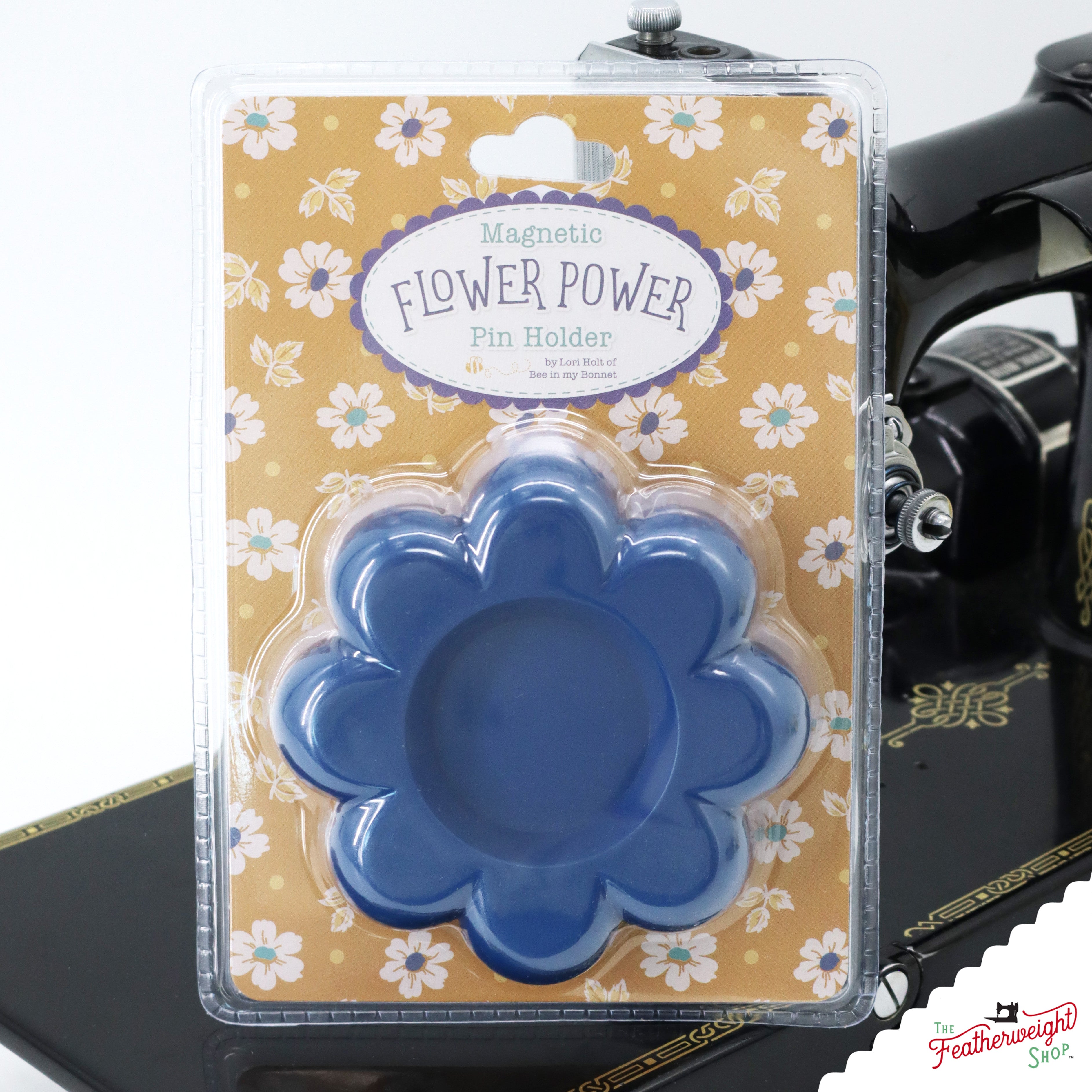 Lori Holt Magnetic Dish - Denim Blue Flower Power Pin Holder for Crafting, Sewing & Organization | Perfect for Needlework, Quilting & DIY Projects
