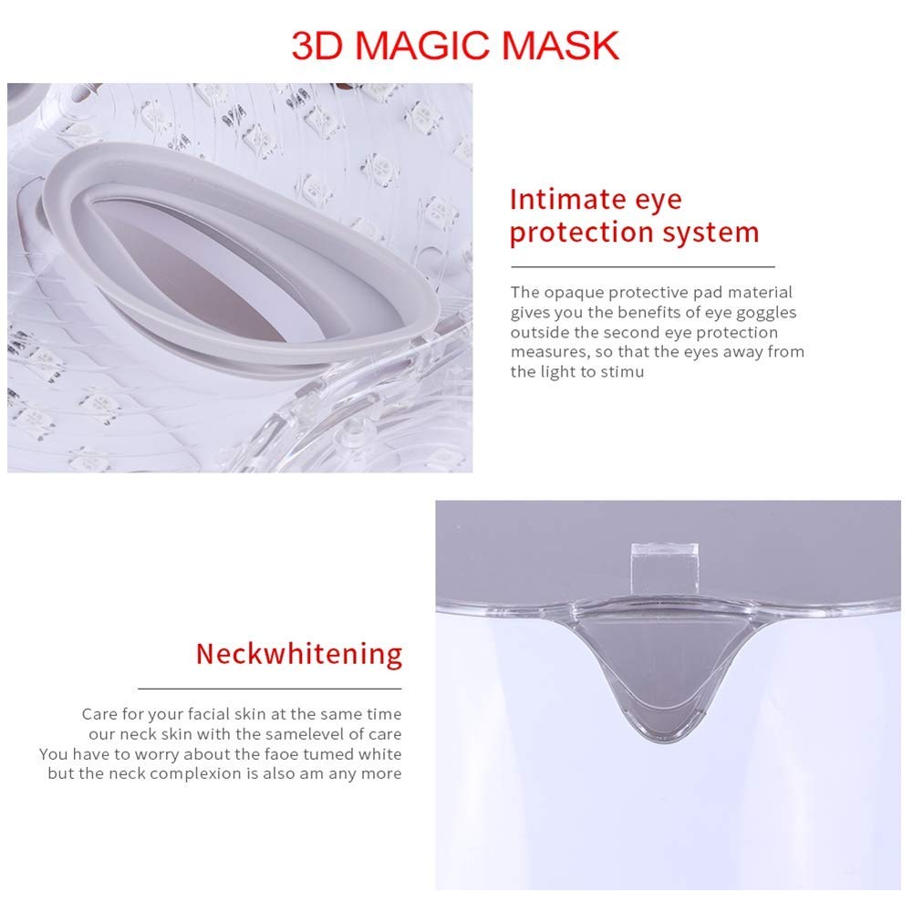 7 Colors LED Face Mask for Facial & Neck Skin Rejuvenation - Anti-Aging Photon Therapy Light Mask for Wrinkles & Acne - Perfect for Home Spa & Skincare Routine