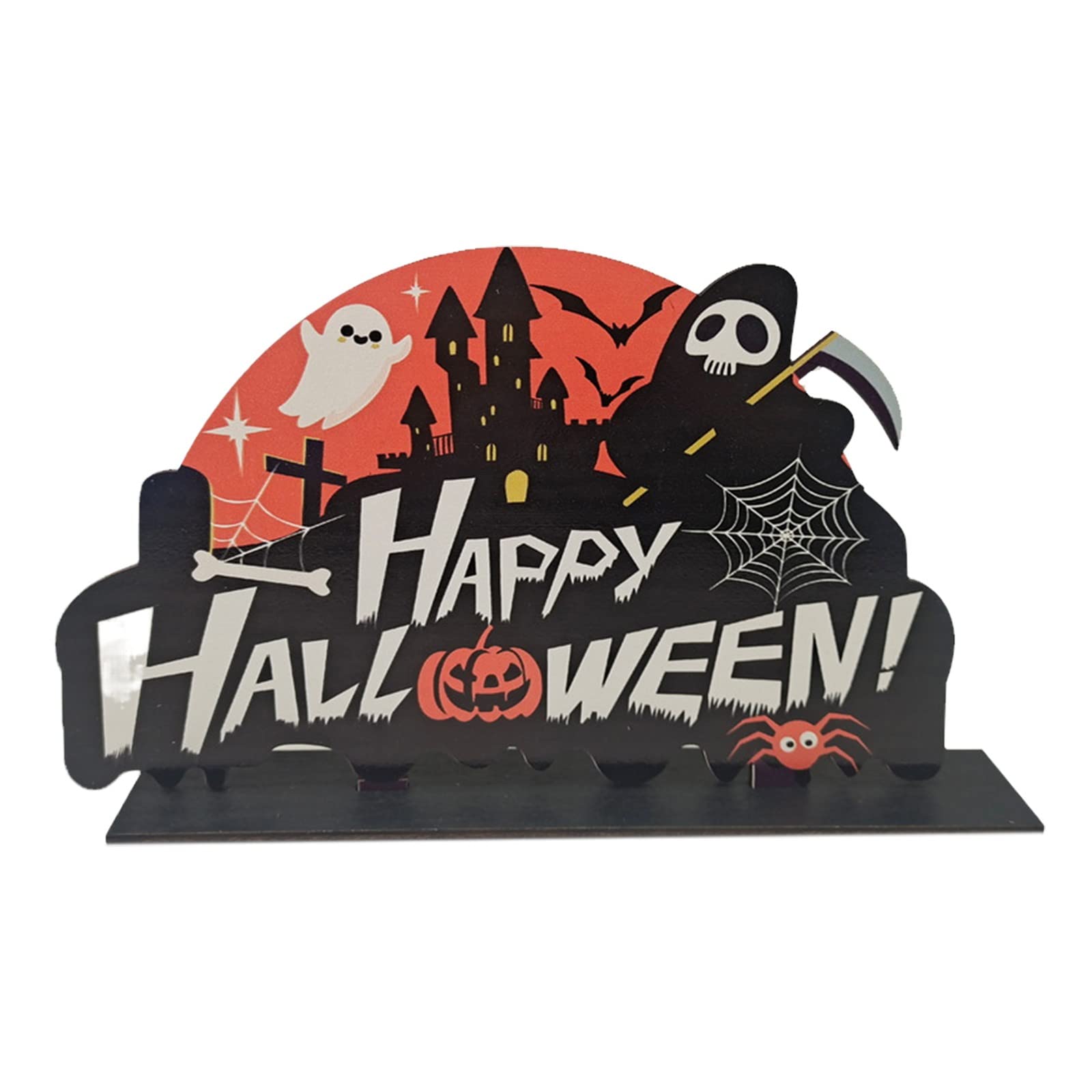 Halloween Wooden Decorations Set - Spooky Pumpkin & Bat Party Scene for Room, Desktop & Backyard - Perfect for Halloween Party Decorations & Haunted House Atmosphere