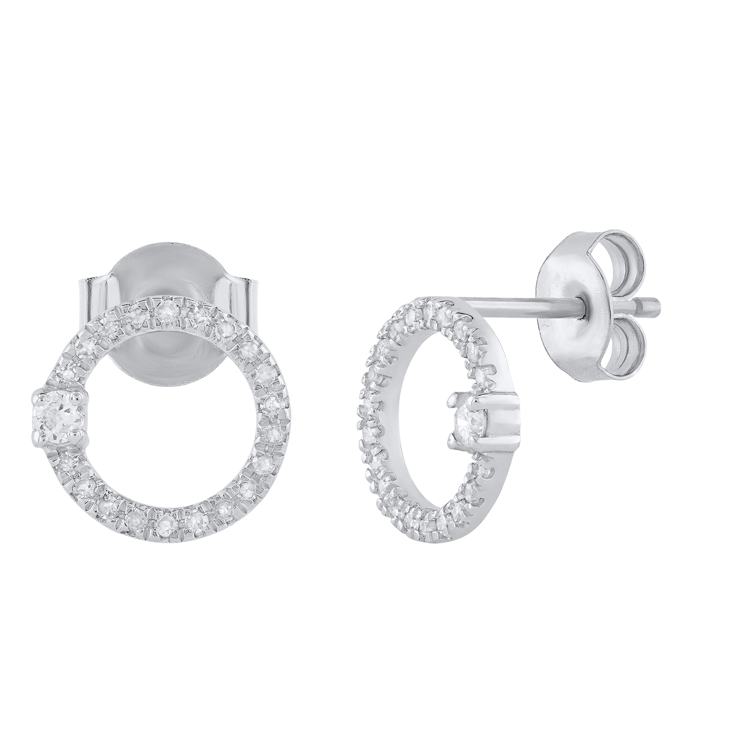 0.15ct Round Lab-Grown Diamond Pushback Stud Earrings for Women - 925 Sterling Silver Open Circle Design | Perfect for Weddings, Parties & Everyday Elegance
