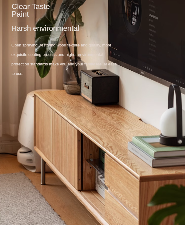 Modern Oak Solid Wood TV Stand - Stylish Entertainment Center for Living Room, Bedroom & Home Theater