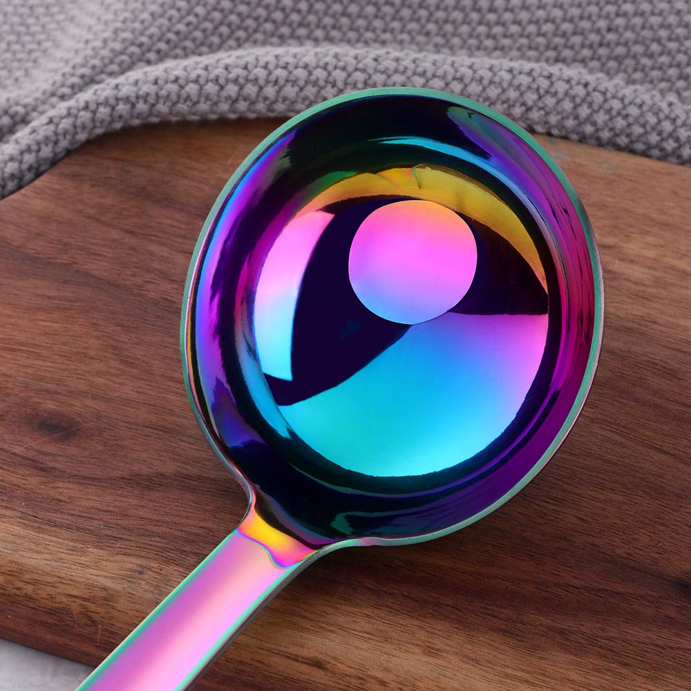 BuyGo Stainless Steel Rainbow Soup Ladle - Extra Long Handle Kitchen Utensil for Cooking, Stirring, Serving Soups & Sauces - Dishwasher Safe - Perfect for Restaurants, Catering & Home Kitchens