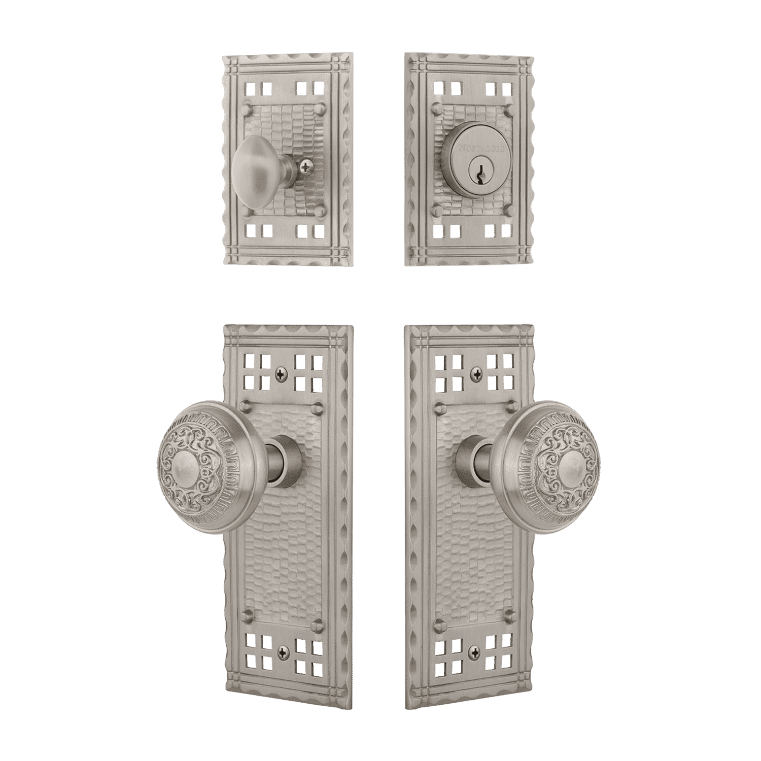 Craftsman Satin Nickel Entry Door Knob Set with Egg & Dart Design - Secure & Stylish for Home, Office & Apartment Doors