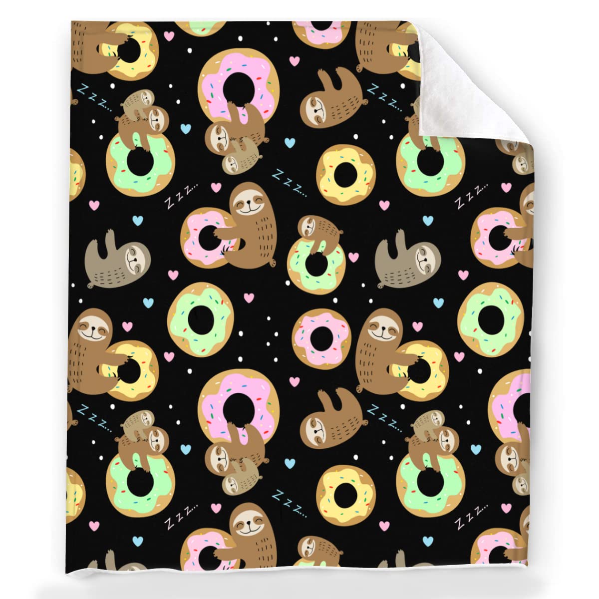Sloth and Donut Throw Blanket - Ultra Soft Micro Fleece Blanket for Bed, Couch & Living Room - Cozy Warm Blanket for Netflix Nights, Winter Snuggles and Home Decor