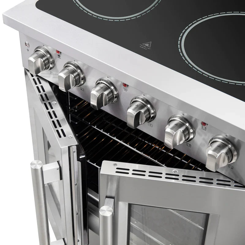 FORNO Galiano 30 Inch French Door Electric Range with Convection Oven - Stainless Steel FFSEL6917 30