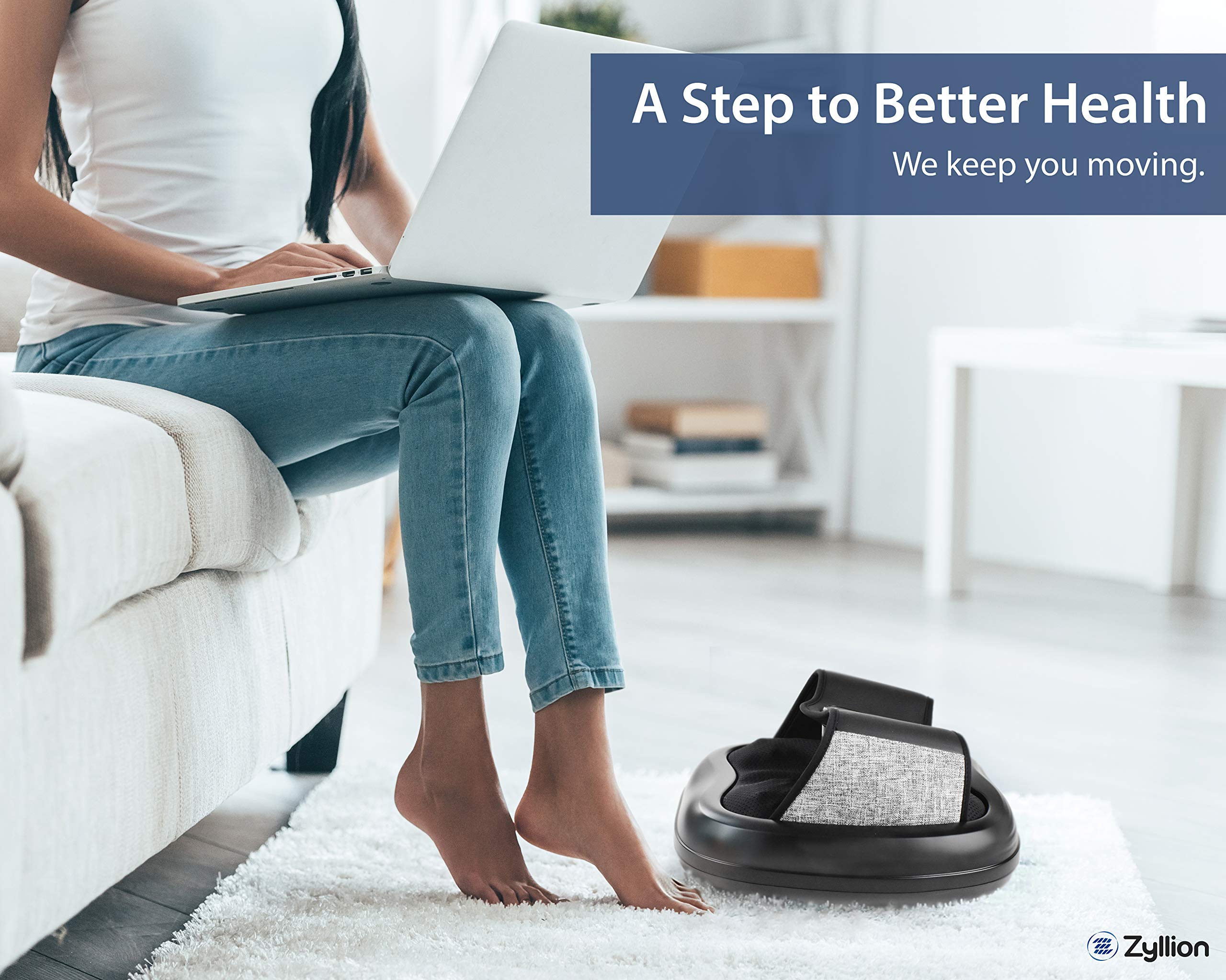Zyllion Shiatsu Foot Massager with Heat - Deep Tissue Kneading & Air Compression for Plantar Fasciitis Relief - Fits Up to Size 13 - Black (ZMA-31-BK) - Perfect for Home Relaxation & Foot Pain Relief After Workouts