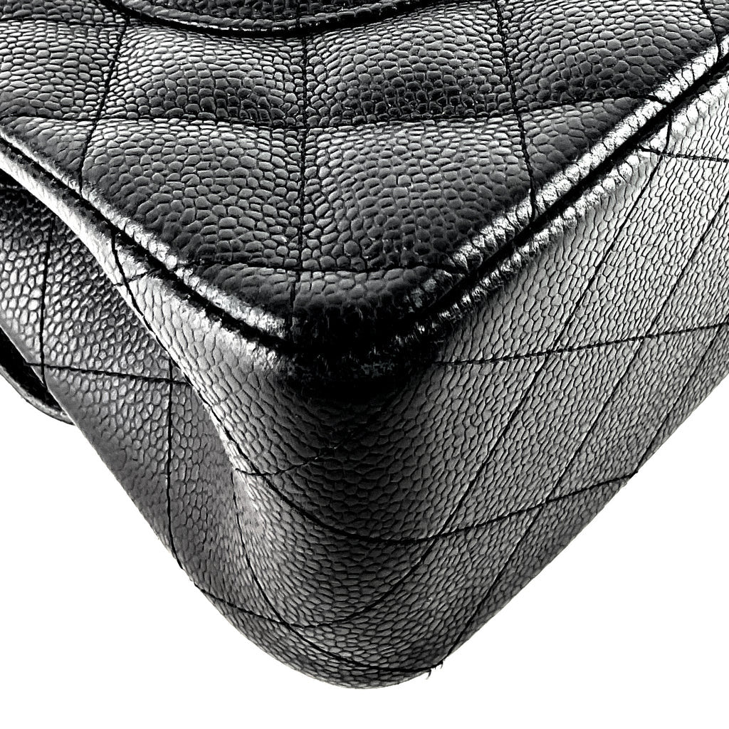 Chanel Black Caviar Jumbo Double Classic Flap Bag - Luxury Designer Handbag for Women | Perfect for Evening Events, Parties & Special Occasions