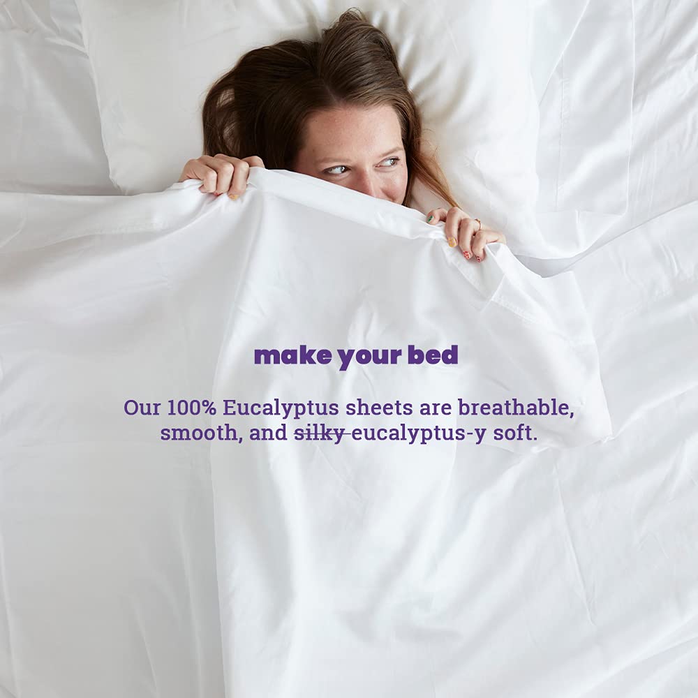 Sheets & Giggles 100% Eucalyptus Lyocell Bed Sheet Set - Hypoallergenic, Breathable & Cooling Sheets for Hot Sleepers - Moisture Wicking, Temperature Regulating, Ultra Soft All-Season Bedding - Perfect for Master Bedroom, Guest Room & Dorm Use