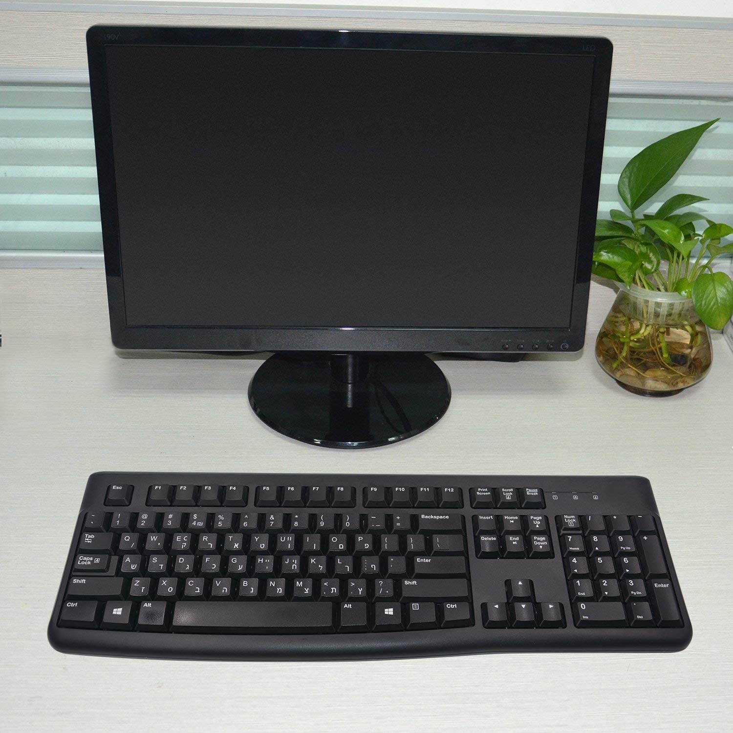 2PCS Universal Hebrew Keyboard Stickers - Matte Black with White Letters for Laptop & Desktop (Hebrew Alphabet Labels) - Perfect for Typing, Language Learning & Bilingual Computing