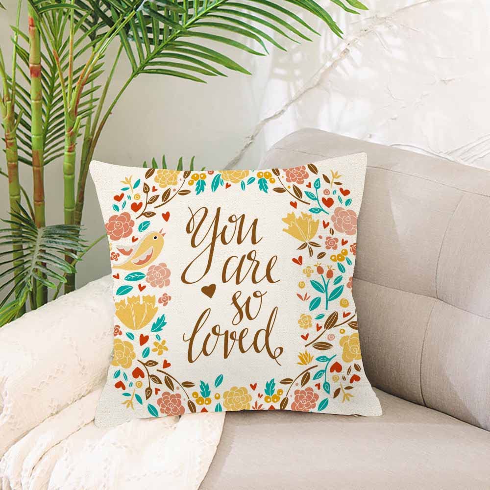 IBILIU 18x18 Inch Throw Pillow Covers - Cute Love Fish Floral Design Decorative Pillow Cases for Sofa, Bedroom & Living Room Home Decor