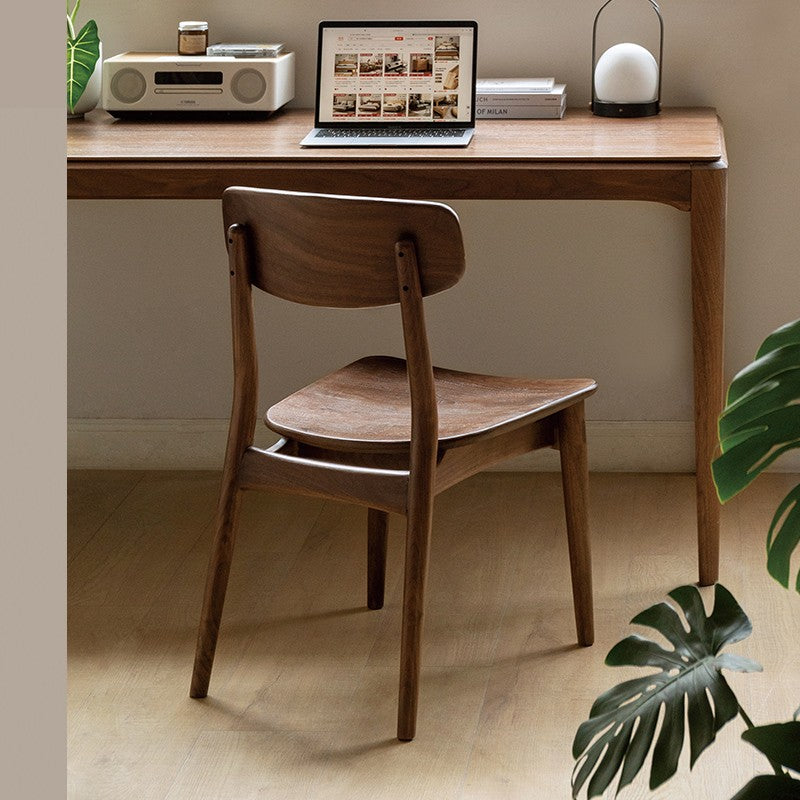 Premium Black Walnut & Ash Solid Wood Modern Dining Chairs Set of 4 - Elegant Backrest Design for Dining Room, Kitchen, or Office