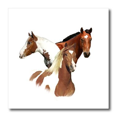 3D Rose HT-4584-3 Horses Iron-On Heat Transfer for White Fabric, 10x10 Inch - Perfect for T-Shirts, Tote Bags & DIY Craft Projects
