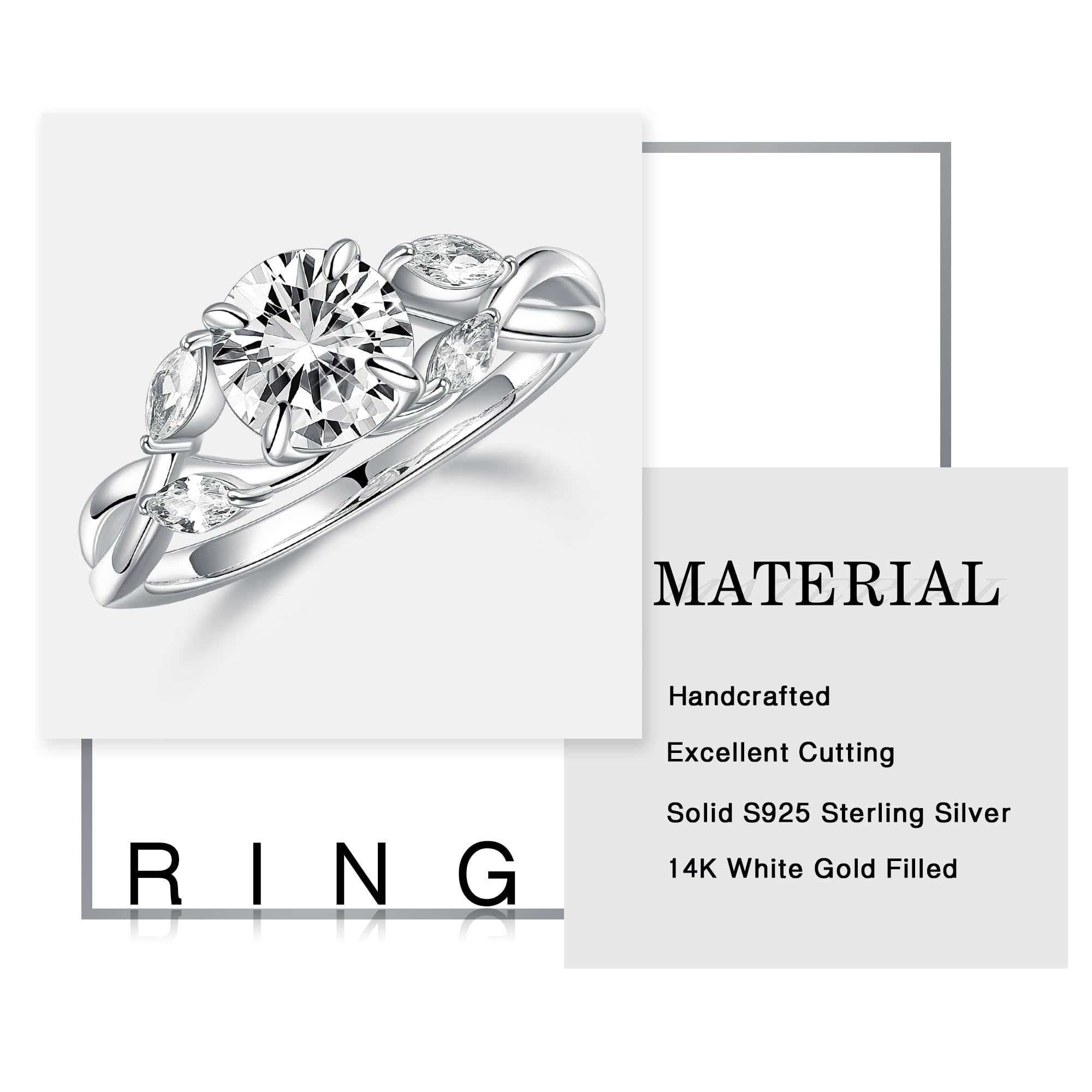 MOOSEA 1.2ct D Color VVS1 Clarity Lab-Created Moissanite Engagement Ring for Women, 925 Sterling Silver Twig Design Wedding Band - Perfect for Proposals, Anniversaries & Bridal Jewelry Gifts