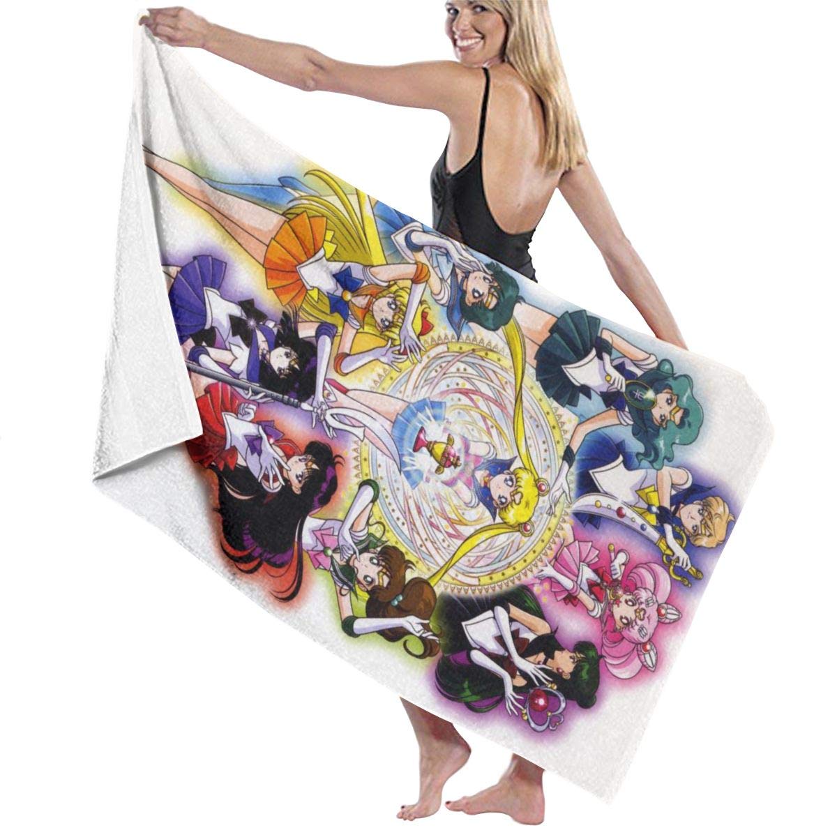 **Sailor Moon Bath Towel - Large 52x32 Inch Soft Absorbent Quick-Dry Beach Towel for Yoga, Travel, Camping, Gym, Pool - Perfect for Beach Carts, Chairs & Outdoor Activities**