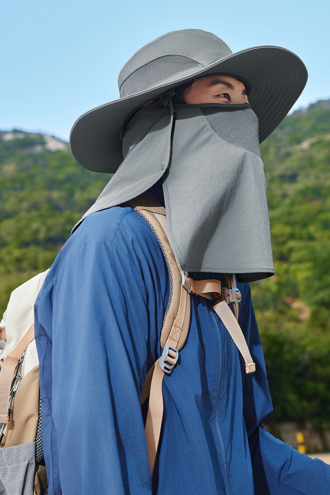 UPF50+ Men's Full Coverage Sun Protection Fishing Hat - Wide Brim Outdoor Hat for Fishing, Hiking & Beach - UV Protective Sun Hat for Men