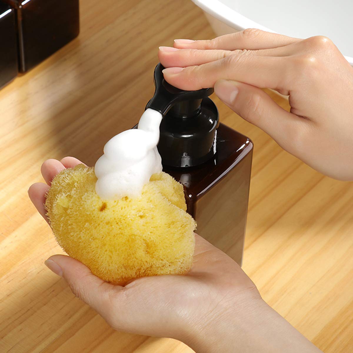 Cabilock 2-Pack Square Foam Soap Dispenser Bottles - Empty Lotion Pump Bottles for Kids, Liquid Soap & Hand Sanitizer - Perfect for Bathroom, Kitchen & Travel Organizer