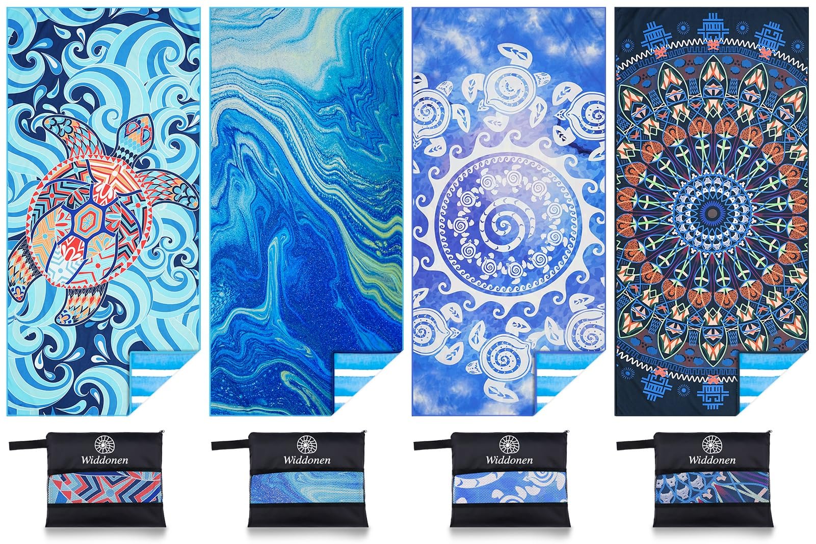 4 Pack Quick Dry Beach Towels - Lightweight, Sand Free for Pool, Camping & Travel