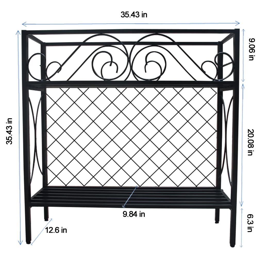 2 Tier Heavy Duty Metal Plant Stand - Indoor Outdoor Potted Plant Shelf with Privacy Railing Panels - Sturdy Planter for Small Spaces, Raised Garden Bed for Vegetables & Flowers - Perfect for Backyard, Patio, Balcony & Home Decor
