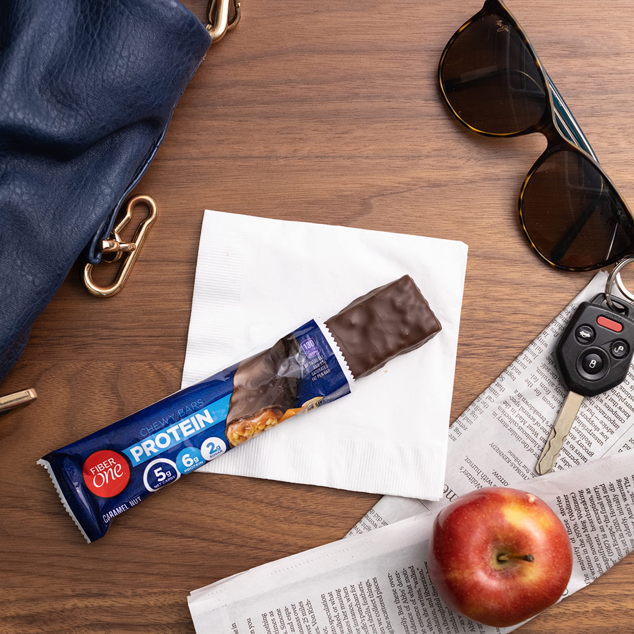 Fiber One Chewy Protein Bars - Caramel Nut Flavor, High Protein Snack Bars (10 Count) | Healthy On-the-Go Breakfast & Post-Workout Energy Boost