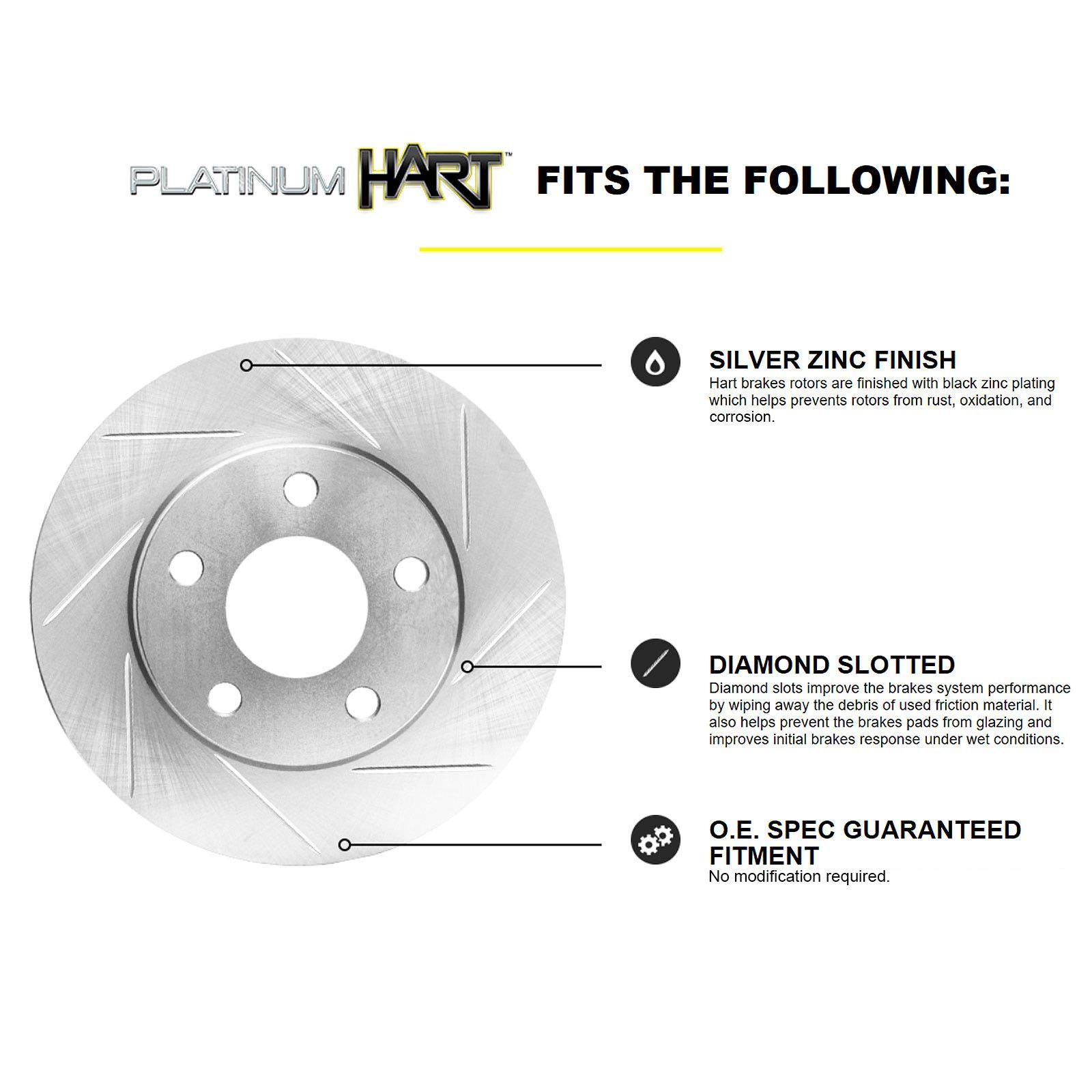 Hart Performance Front Slotted Rotors & Ceramic Brake Pads Kit - PHSF.48060.02 | High-Performance Braking for Cars, Trucks & SUVs | Ideal for Daily Driving & Track Use