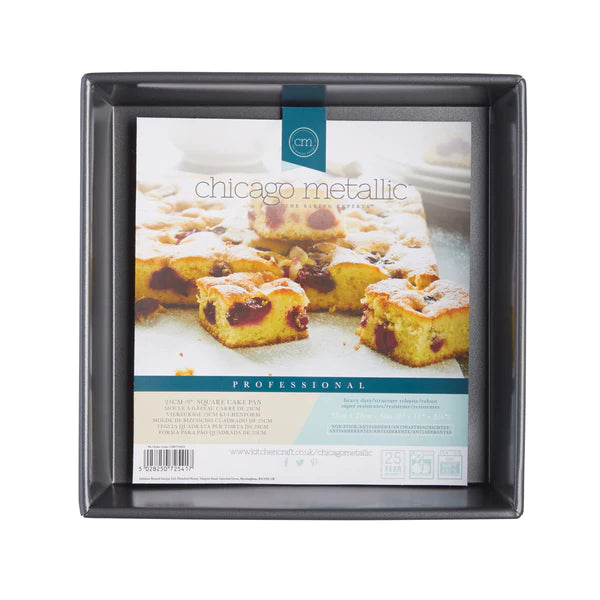 Chicago Metallic Professional 9-Inch Square Cake Pan - Heavy Duty Non-Stick Baking Pan for Brownies, Bars & Sheet Cakes - Perfect for Home Bakers & Professional Chefs - Great for Birthday Parties, Holidays & Baking Gifts