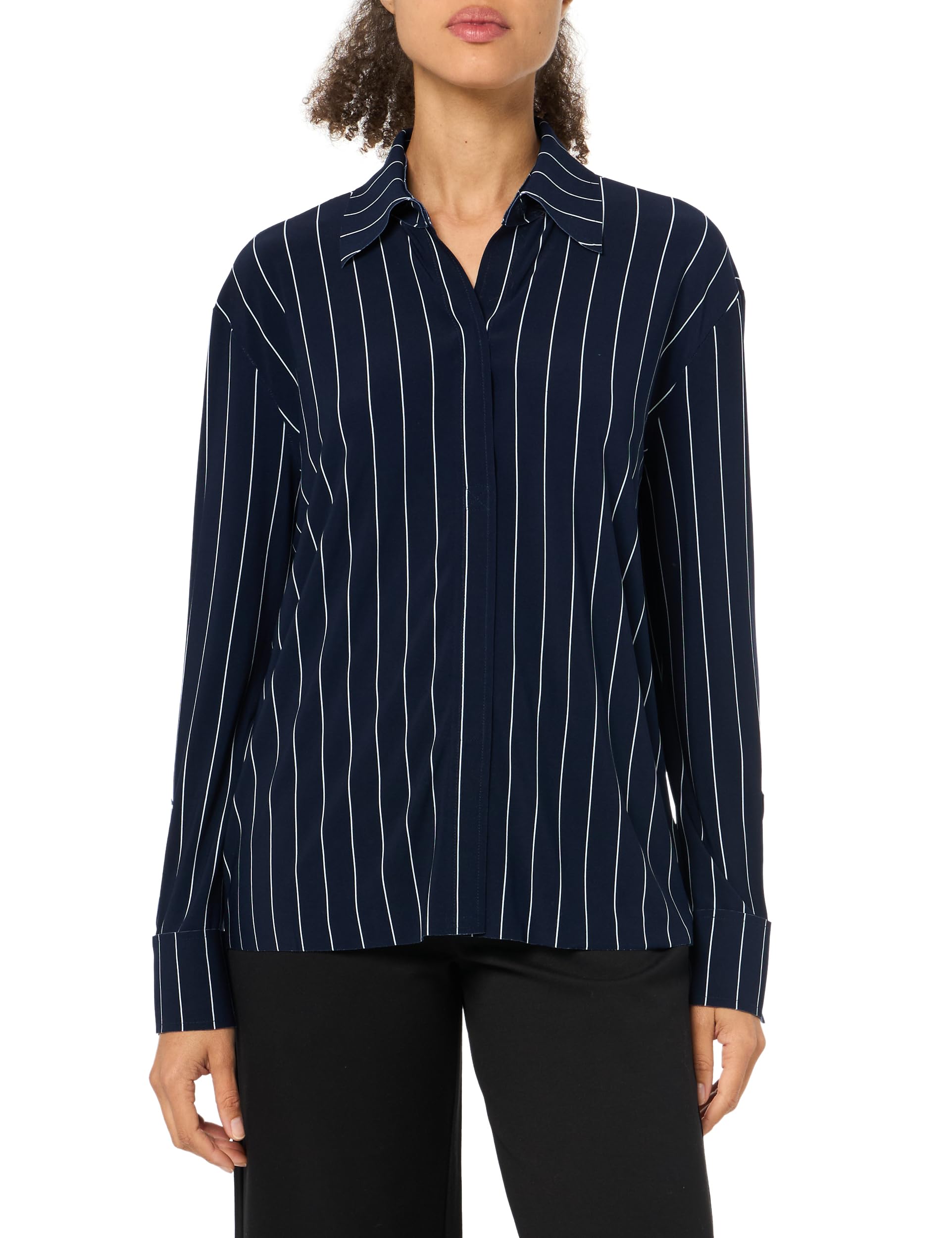 Norma Kamali Women's NK Shirt with Collar Stand - Stylish Button-Down Blouse for Work, Office & Casual Wear