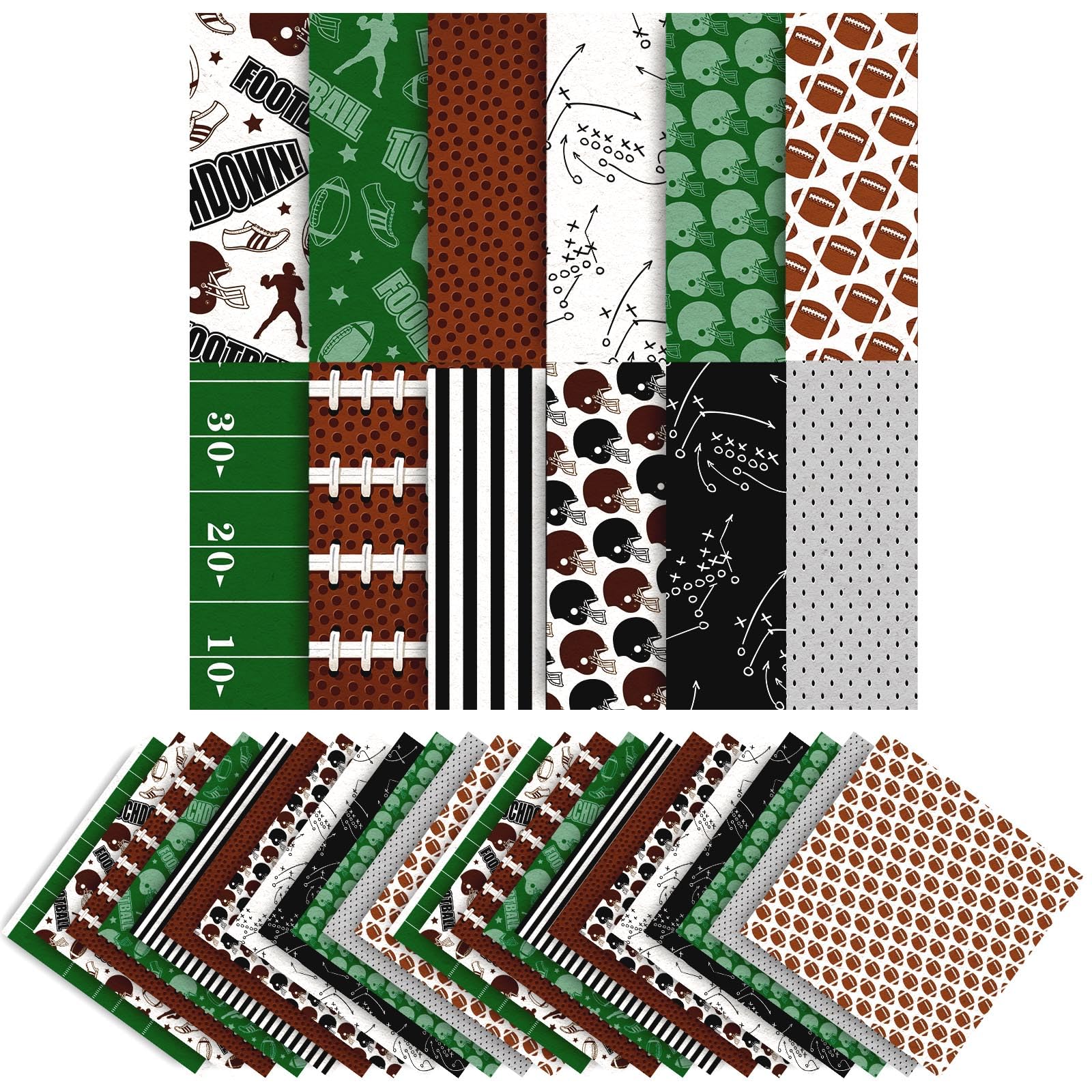 Whaline 24 Sheet Football & Rugby Themed Scrapbook Paper - 30x30cm Double-Sided Sport Decorative Craft Paper for DIY Background, Card Making, Junk Journal, Scrapbooking, Gift Wrapping & Party Decorations