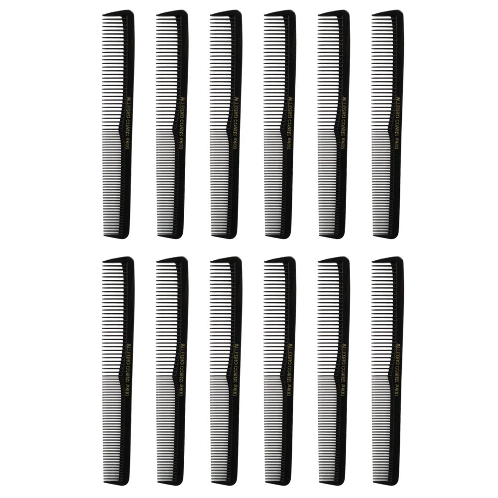 Professional Allegro #400 Barber Combs for Hair Cutting & Styling - 12 Pack All-Purpose Hairdressing Tools | Perfect for Salons, Home Haircuts & Beard Grooming