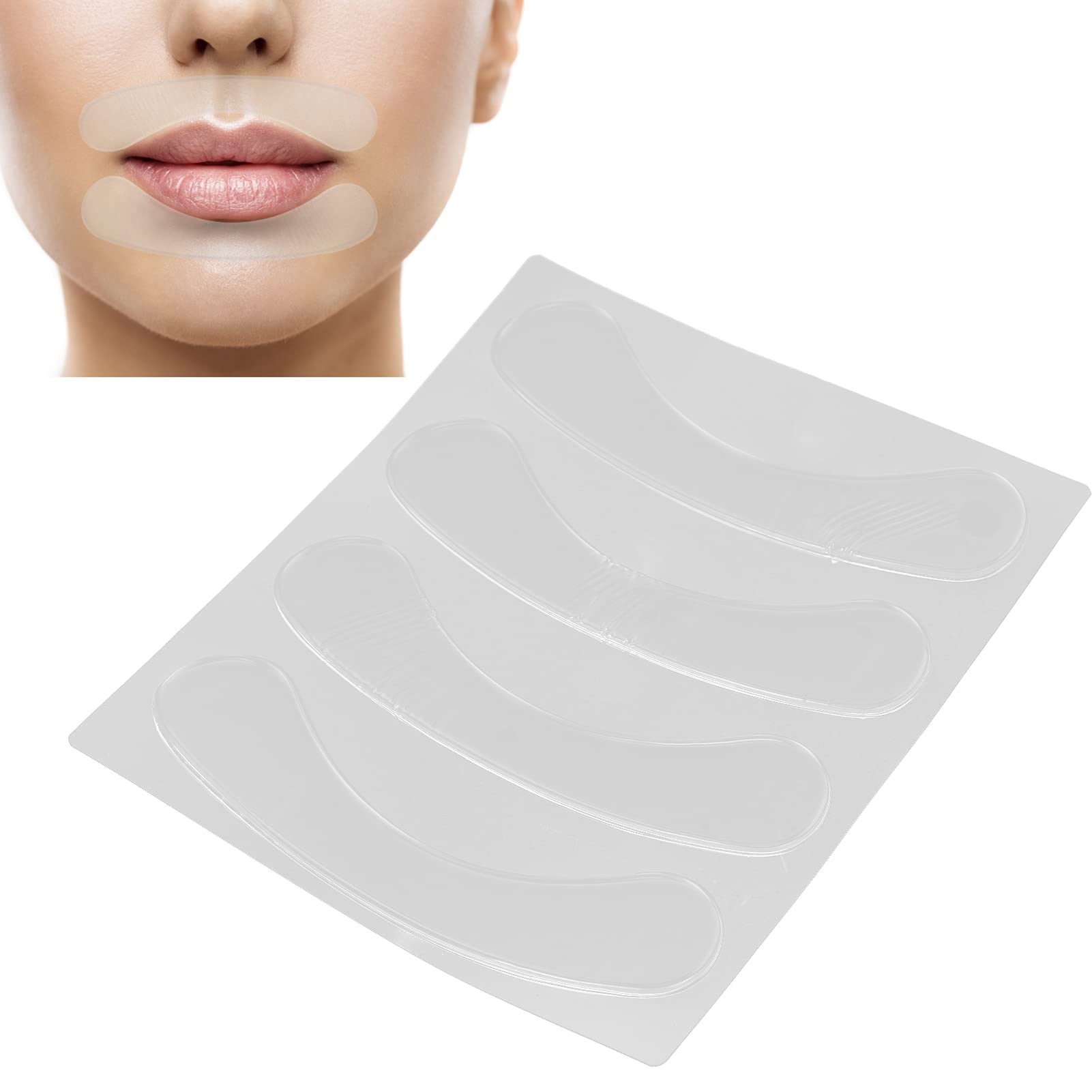 4pcs Reusable Silicone Lip Anti-Wrinkle Patches - Transparent Wrinkle Smoothing Patches for Lips & Smile Lines, Overnight Treatment for Fine Lines - Perfect for Nighttime Skincare & Anti-Aging Routine
